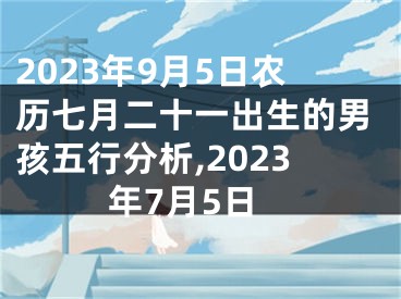 2023年9月5日农历七月二十一出生的男孩五行分析,2023年7月5日