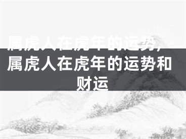 属虎人在虎年的运势,属虎人在虎年的运势和财运