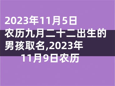 2023年11月5日农历九月二十二出生的男孩取名,2023年11月9日农历