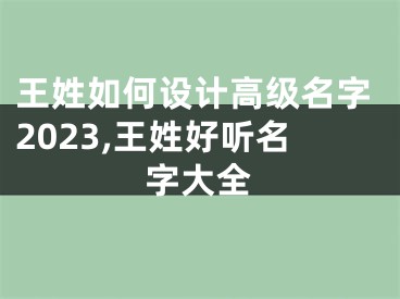 王姓如何设计高级名字2023,王姓好听名字大全