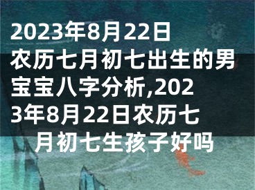 2023年8月22日农历七月初七出生的男宝宝八字分析,2023年8月22日农历七月初七生孩子好吗