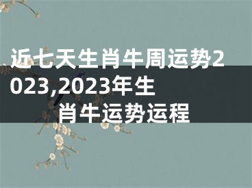 近七天生肖牛周运势2023,2023年生肖牛运势运程