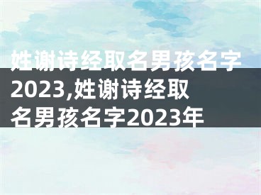 姓谢诗经取名男孩名字2023,姓谢诗经取名男孩名字2023年