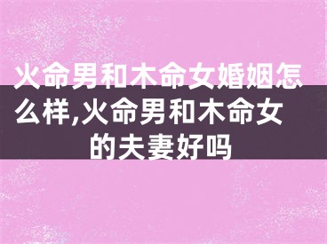 火命男和木命女婚姻怎么样,火命男和木命女的夫妻好吗