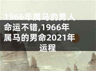 1966年属马的男人命运不错,1966年属马的男命2021年运程