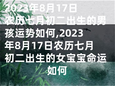 2023年8月17日农历七月初二出生的男孩运势如何,2023年8月17日农历七月初二出生的女宝宝命运如何