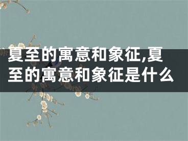 夏至的寓意和象征,夏至的寓意和象征是什么