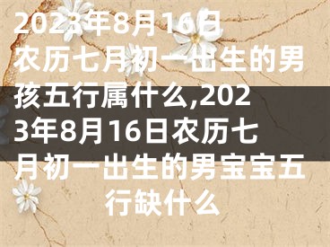 2023年8月16日农历七月初一出生的男孩五行属什么,2023年8月16日农历七月初一出生的男宝宝五行缺什么