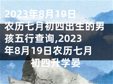 2023年8月19日农历七月初四出生的男孩五行查询,2023年8月19日农历七月初四升学晏