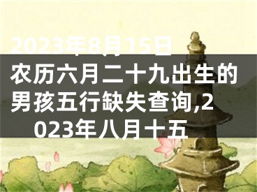 2023年8月15日农历六月二十九出生的男孩五行缺失查询,2023年八月十五