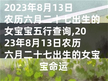 2023年8月13日农历六月二十七出生的女宝宝五行查询,2023年8月13日农历六月二十七出生的女宝宝命运