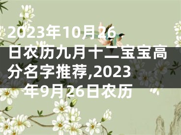 2023年10月26日农历九月十二宝宝高分名字推荐,2023年9月26日农历