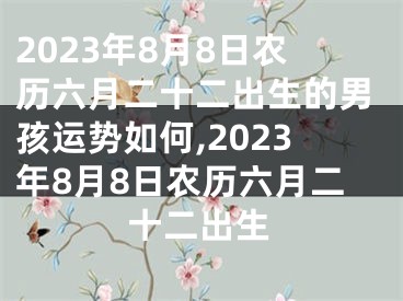 2023年8月8日农历六月二十二出生的男孩运势如何,2023年8月8日农历六月二十二出生