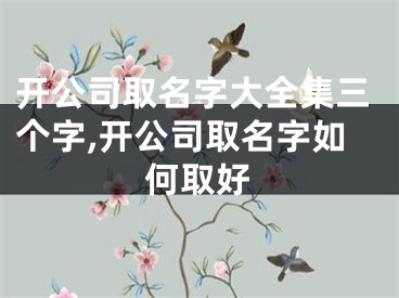 开公司取名字大全集三个字,开公司取名字如何取好