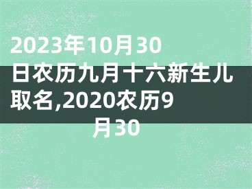 2023年10月30日农历九月十六新生儿取名,2020农历9月30