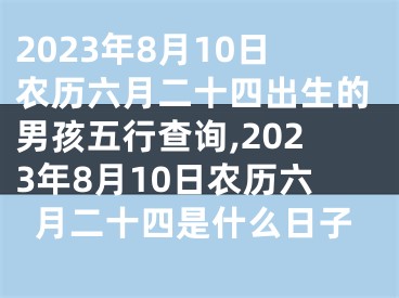 2023年8月10日农历六月二十四出生的男孩五行查询,2023年8月10日农历六月二十四是什么日子