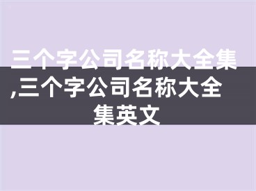 三个字公司名称大全集,三个字公司名称大全集英文