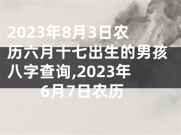 2023年8月3日农历六月十七出生的男孩八字查询,2023年6月7日农历