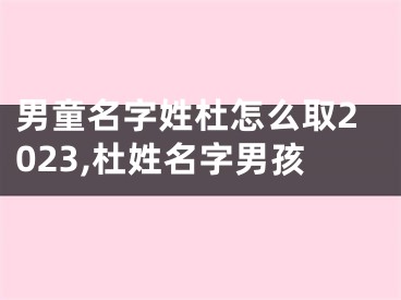 男童名字姓杜怎么取2023,杜姓名字男孩