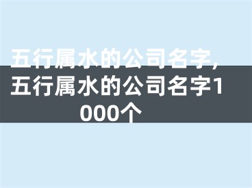 五行属水的公司名字,五行属水的公司名字1000个