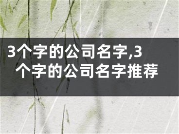 3个字的公司名字,3个字的公司名字推荐