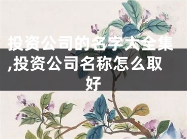 投资公司的名字大全集,投资公司名称怎么取好