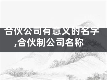 合伙公司有意义的名字,合伙制公司名称