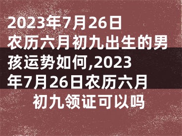 2023年7月26日农历六月初九出生的男孩运势如何,2023年7月26日农历六月初九领证可以吗