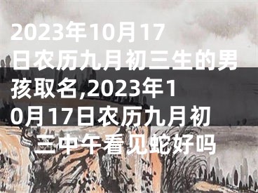 2023年10月17日农历九月初三生的男孩取名,2023年10月17日农历九月初三中午看见蛇好吗