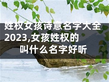 姓权女孩诗意名字大全2023,女孩姓权的叫什么名字好听