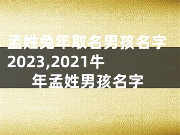 孟姓兔年取名男孩名字2023,2021牛年孟姓男孩名字