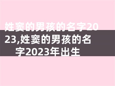 姓窦的男孩的名字2023,姓窦的男孩的名字2023年出生