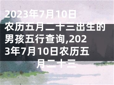 2023年7月10日农历五月二十三出生的男孩五行查询,2023年7月10日农历五月二十三