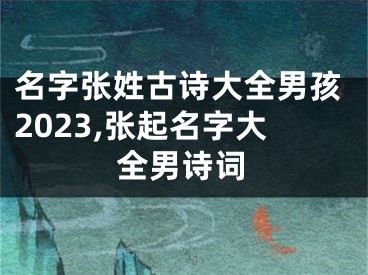 名字张姓古诗大全男孩2023,张起名字大全男诗词