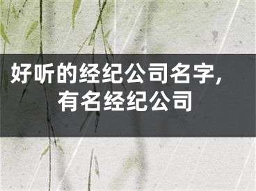 好听的经纪公司名字,有名经纪公司