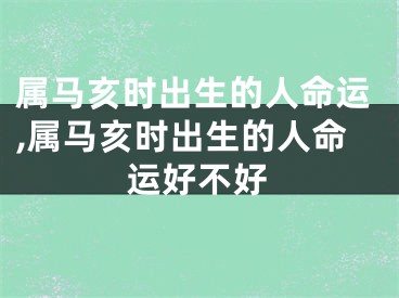 属马亥时出生的人命运,属马亥时出生的人命运好不好