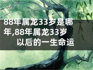 88年属龙33岁是哪年,88年属龙33岁以后的一生命运