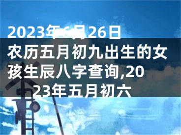 2023年6月26日农历五月初九出生的女孩生辰八字查询,2023年五月初六