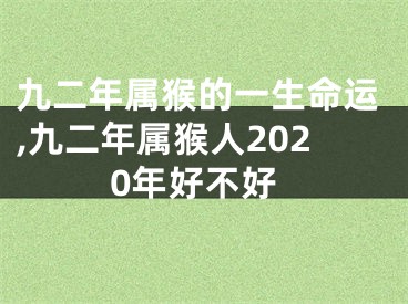 九二年属猴的一生命运,九二年属猴人2020年好不好