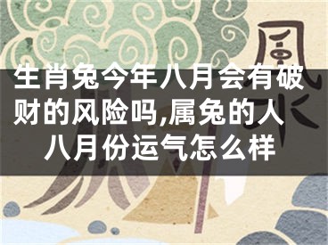 生肖兔今年八月会有破财的风险吗,属兔的人八月份运气怎么样