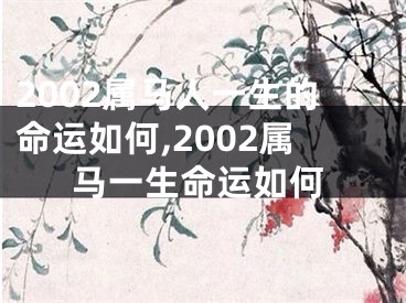 2002属马人一生的命运如何,2002属马一生命运如何