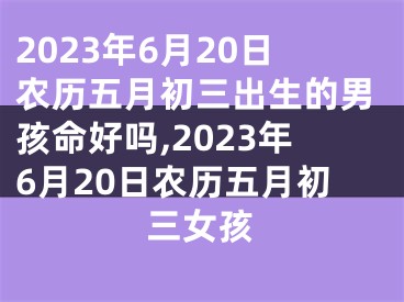 2023年6月20日农历五月初三出生的男孩命好吗,2023年6月20日农历五月初三女孩