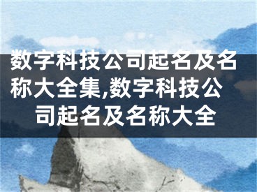 数字科技公司起名及名称大全集,数字科技公司起名及名称大全