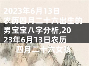 2023年6月13日农历四月二十六出生的男宝宝八字分析,2023年6月13日农历四月二十六女孩