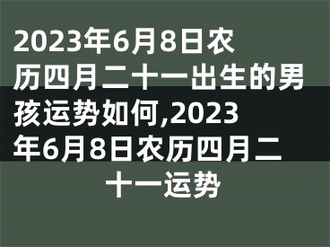 2023年6月8日农历四月二十一出生的男孩运势如何,2023年6月8日农历四月二十一运势