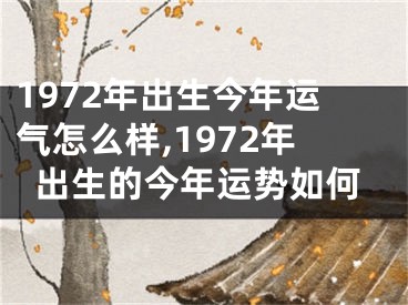 1972年出生今年运气怎么样,1972年出生的今年运势如何