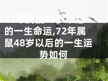 72年属鼠48岁以后的一生命运,72年属鼠48岁以后的一生运势如何