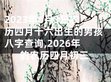 2023年6月3日农历四月十六出生的男孩八字查询,2026年的农历四月初三