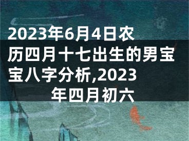 2023年6月4日农历四月十七出生的男宝宝八字分析,2023年四月初六