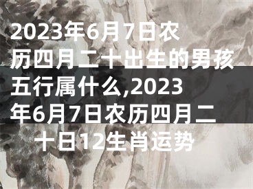 2023年6月7日农历四月二十出生的男孩五行属什么,2023年6月7日农历四月二十日12生肖运势